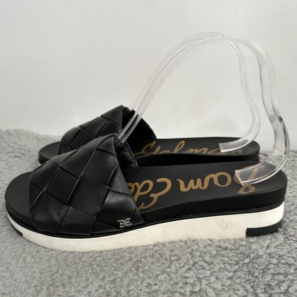 Sam Edelman Shoes Womens Size 8.5 Black Woven Leather Platform Slide Sandals - Picture 2 of 11